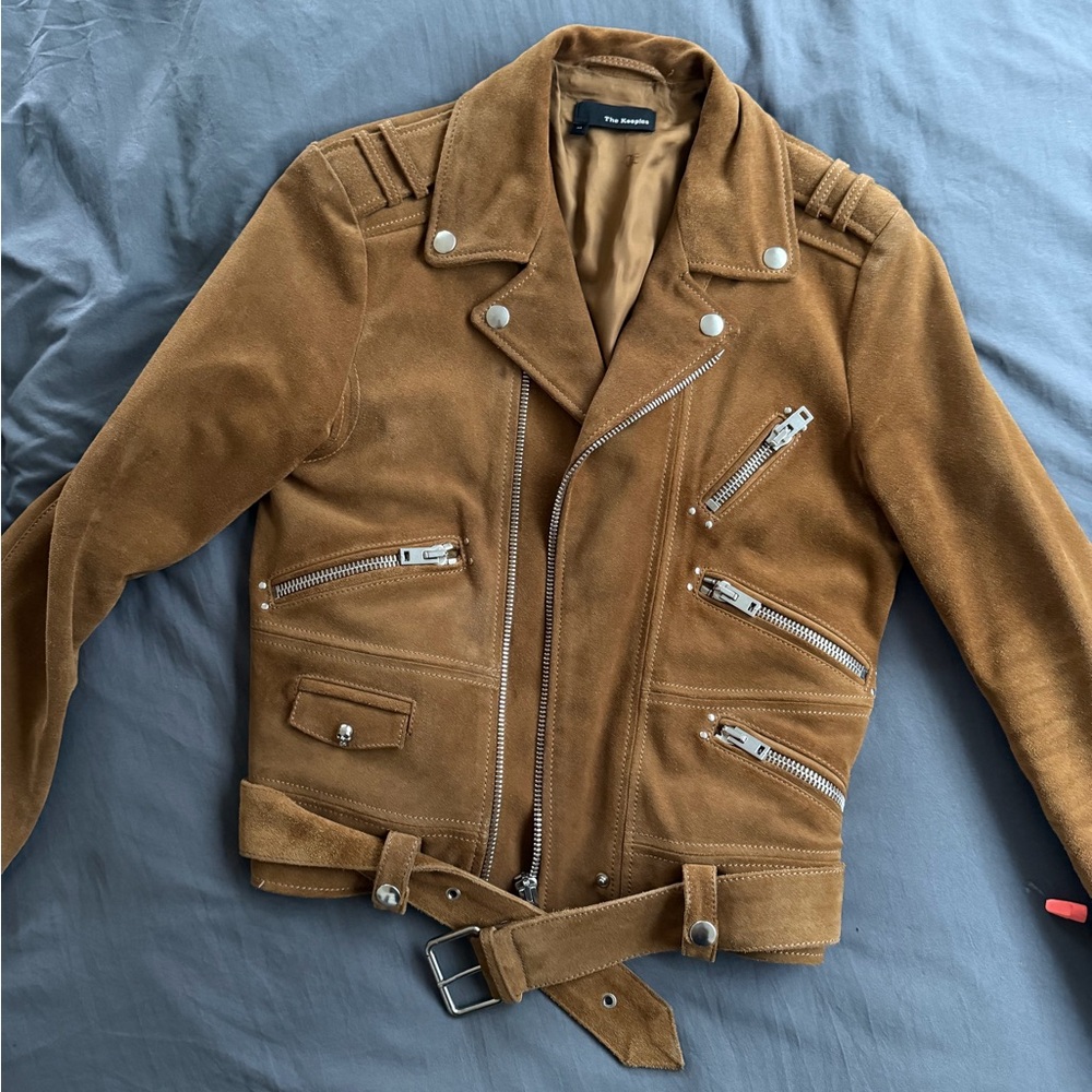 The Kooples Brown Suede Biker Jacket